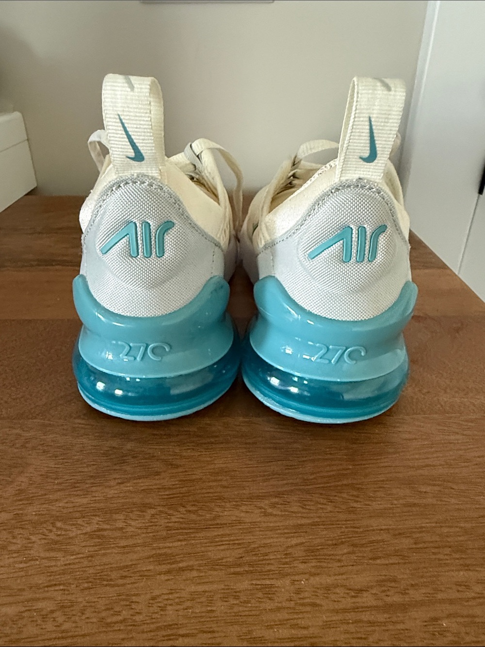 Nike Kids White and Teal Mesh Sneakers - Picture 2 of 8